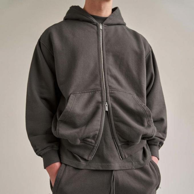 Colore puro Logo personalizzato cotone abbigliamento sportivo uomo velluto zip up cappotto giacca 1